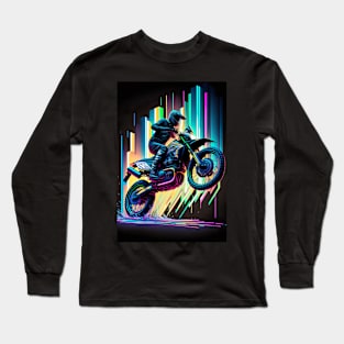 Cyber Future Dirt Bike With Neon Colors Long Sleeve T-Shirt